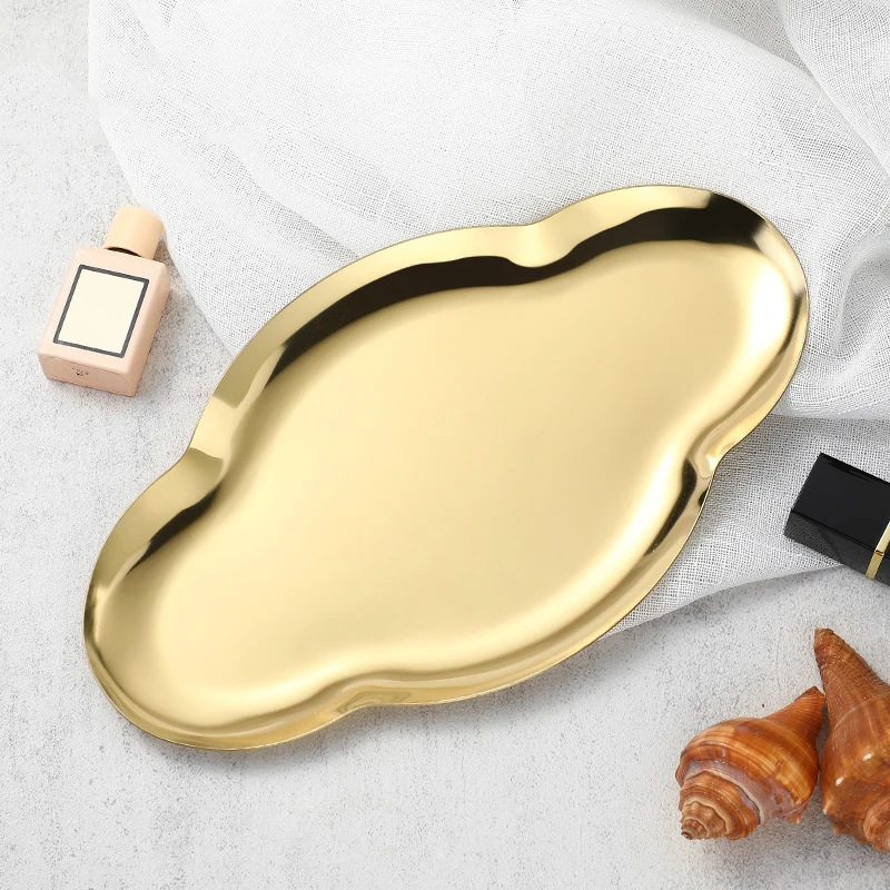 Stainless Steel cloud shaped Tray Cosmetics Jewelry Tray Metal Storage Tray Home