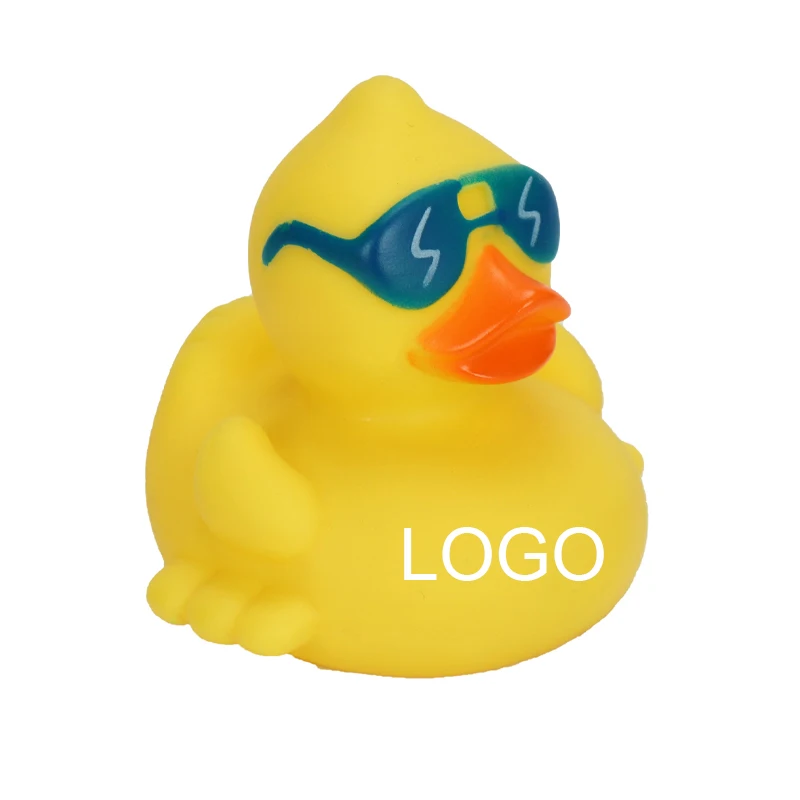 Factory Wholesale Custom Logo Design Promotional Yellow Rubber Ducks Vinyl PVC Plastic Sunglasses Rubber Duck Toys For Baby