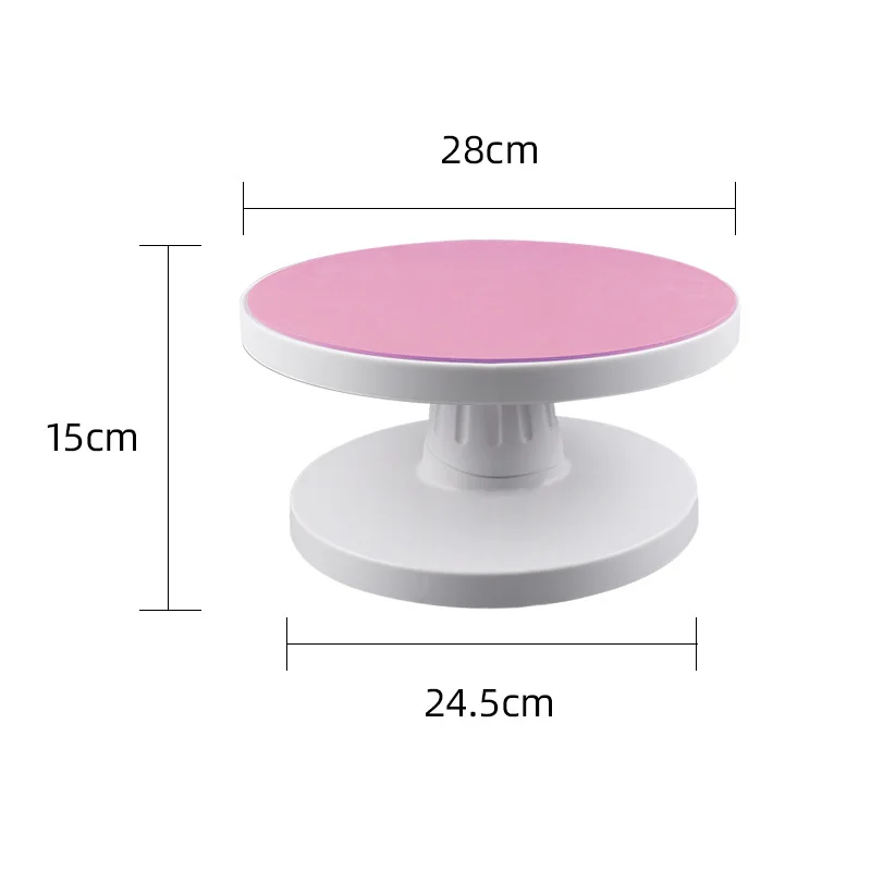 Factory Spot Supply Pink Plastic Cake Turntable Reposteria Supply Hot Cookware Tools Round Cake Rotating Stand Set Kitchen Props
