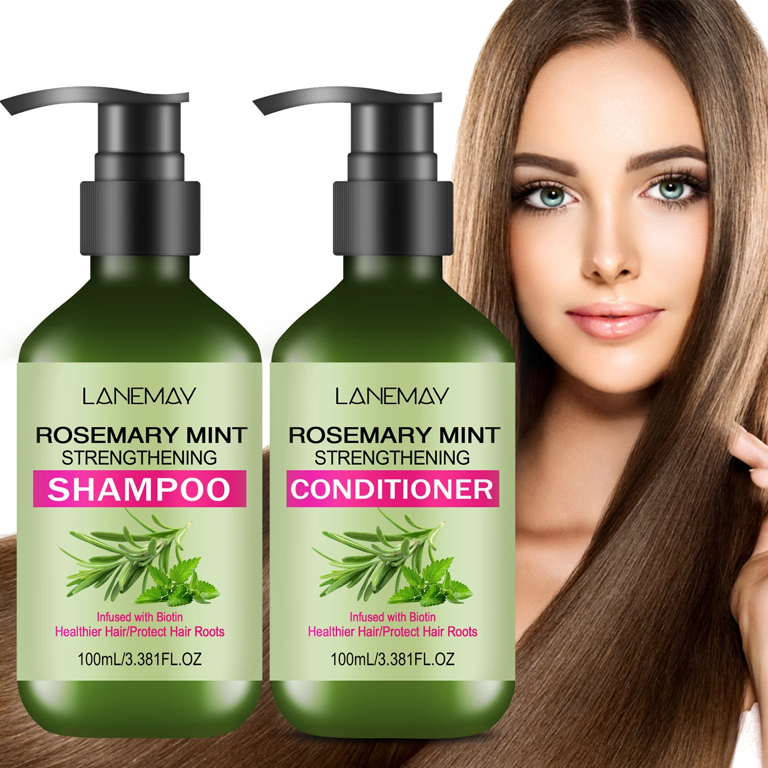 Wholesale Vegan Herbal Hair Care Set Rosemary Mint Oil Shampoo Conditioner Nourishing Refreshing Moisturizing Smoothing Hair