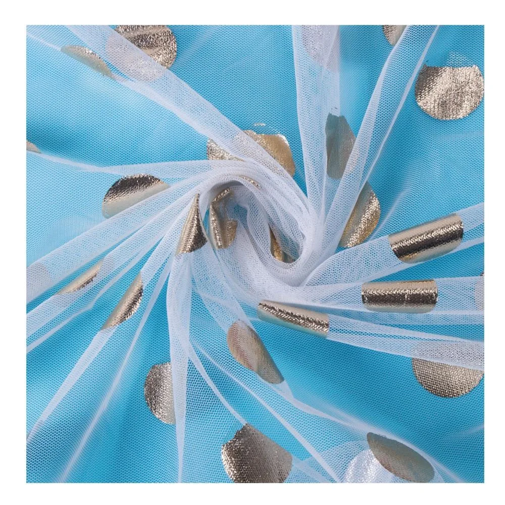 Glitter Gold Polka Dots Tulle Mesh Fabric For Fashion Dresses And Home Textile