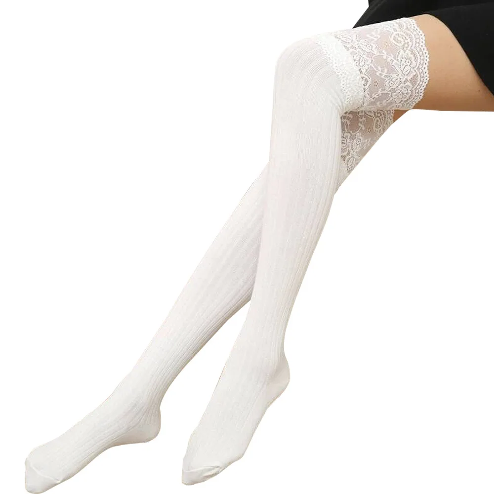 Sexy Woman Female Spring Solid Color Breathable Knee Thin Anti-snag Silk Lace Stockings