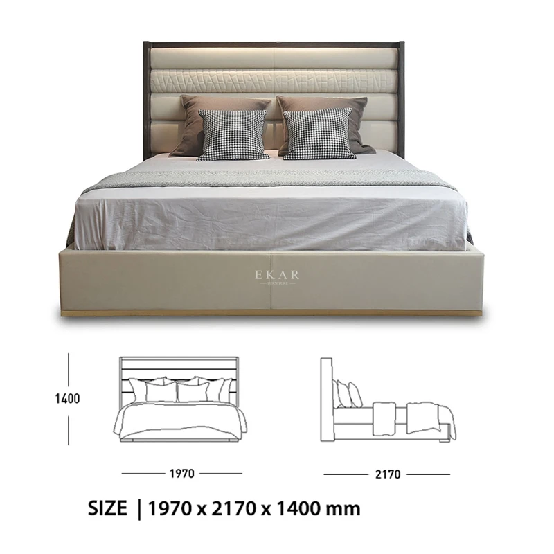 Italian Velvet Premium Bedroom Furniture letto lit bett Leather High Headboard Bed Metal Base King Size Bed Frame