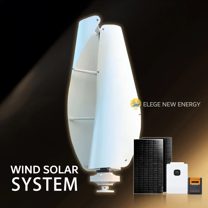 Wind Turbine 1kw 2kw 3kw Vertical Axis Maglev Plant High Voltage Generator 5000w 48V With Hybrid Charge Controller For Home Use