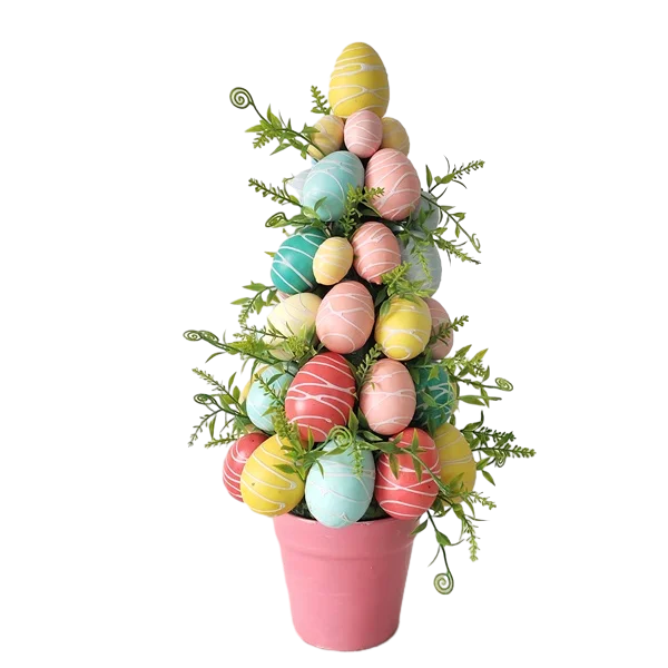 Senmasine 18inch 19inch 24inch Colorful Eggs Easter Tree For Home Garden Centerpiece Tabletop Indoor Decoration