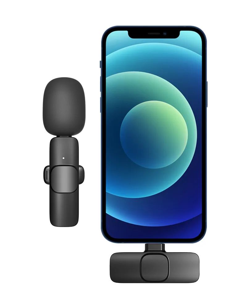 2023 New 1 Drag 2 Microphone Lavalier 2.4ghz 2 In 1 Portable Mini Microphone Wireless Recording Microphone For Iphone