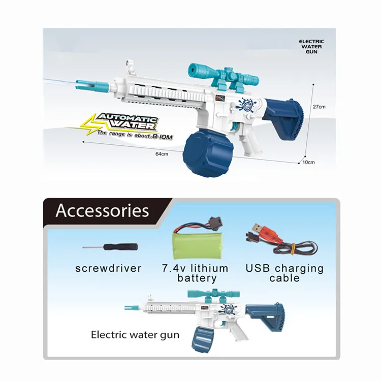 2022 new 600ML automatic electric water gun toy  kids plastic for outdoor play in summer beach AK rifle 30 feet boy custom oem