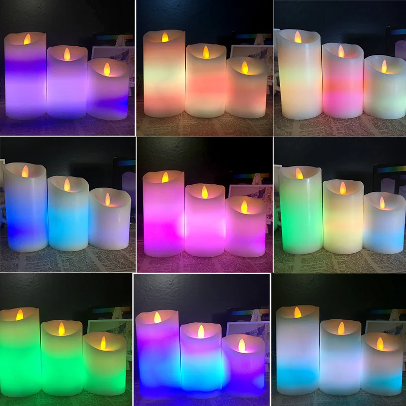  Светодиодная восковая свеча RGB с пультом дистанционного управления размер 7 5*10 см красочная для украшения дома вечеринки Рождества паба
