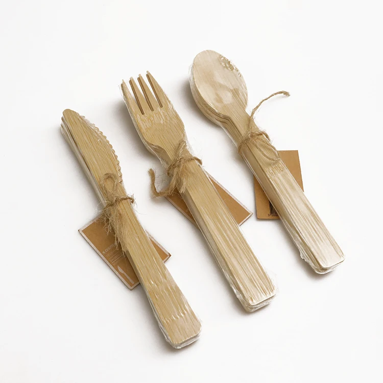 bamboo 17cm disposable travel cutlery set Eco-friendly knife fork and spoon set