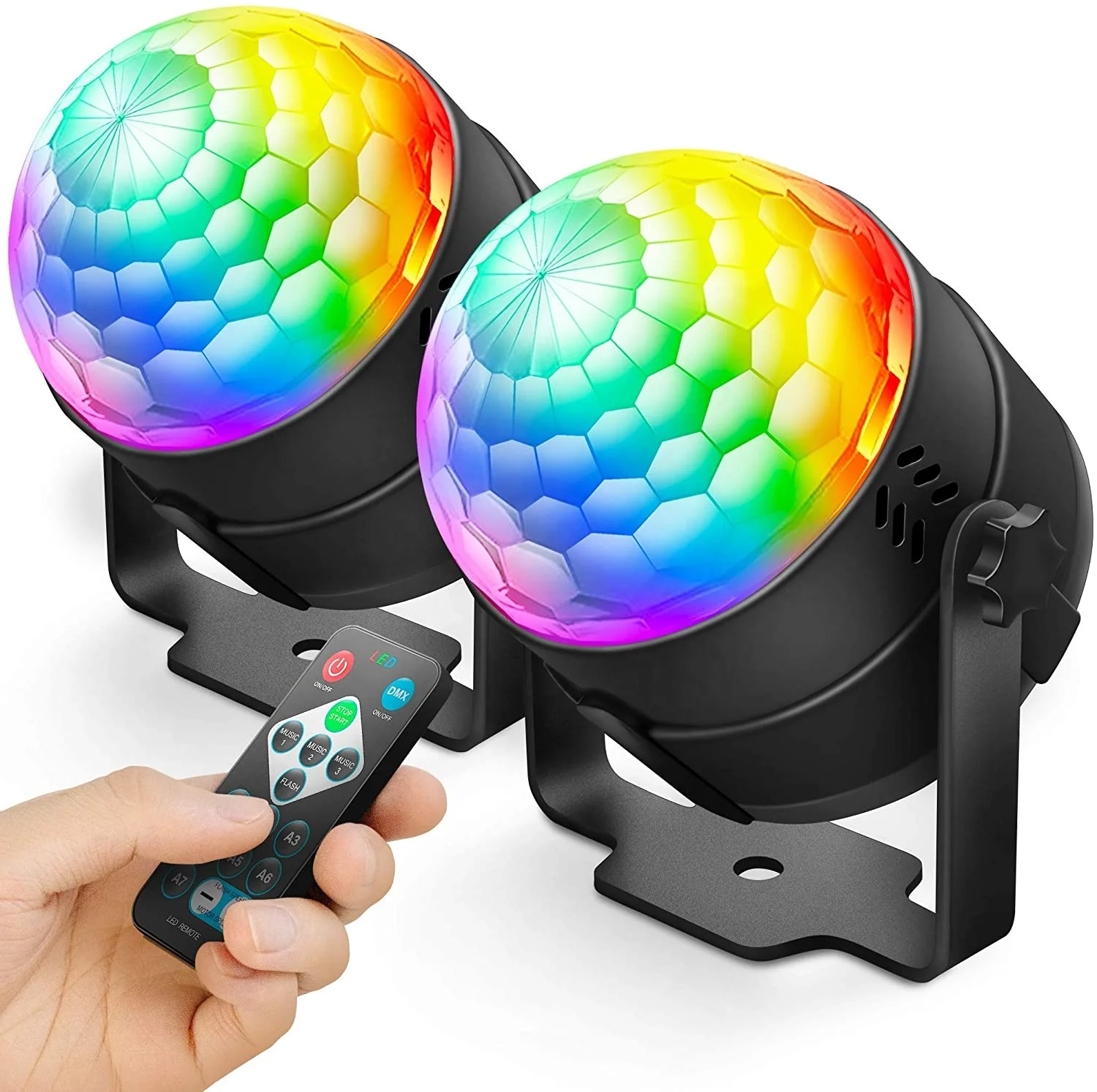 Portable Sound Activated Party Lights for Outdoor and Indoor Battery Powered USB Plug in Dj Lighting RBG Disco Ball  Strobe