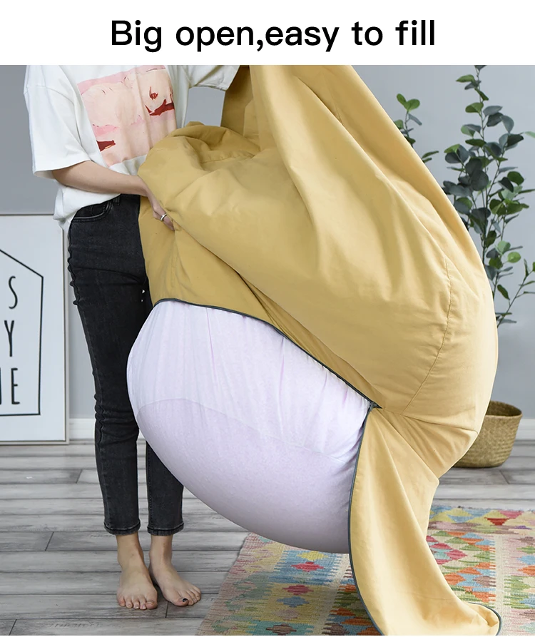 YJ Velvet Bean Bag Chair Cover  (No filling) for Adults Bedroom Corner Couch Cover Living Room Sofa Lounger