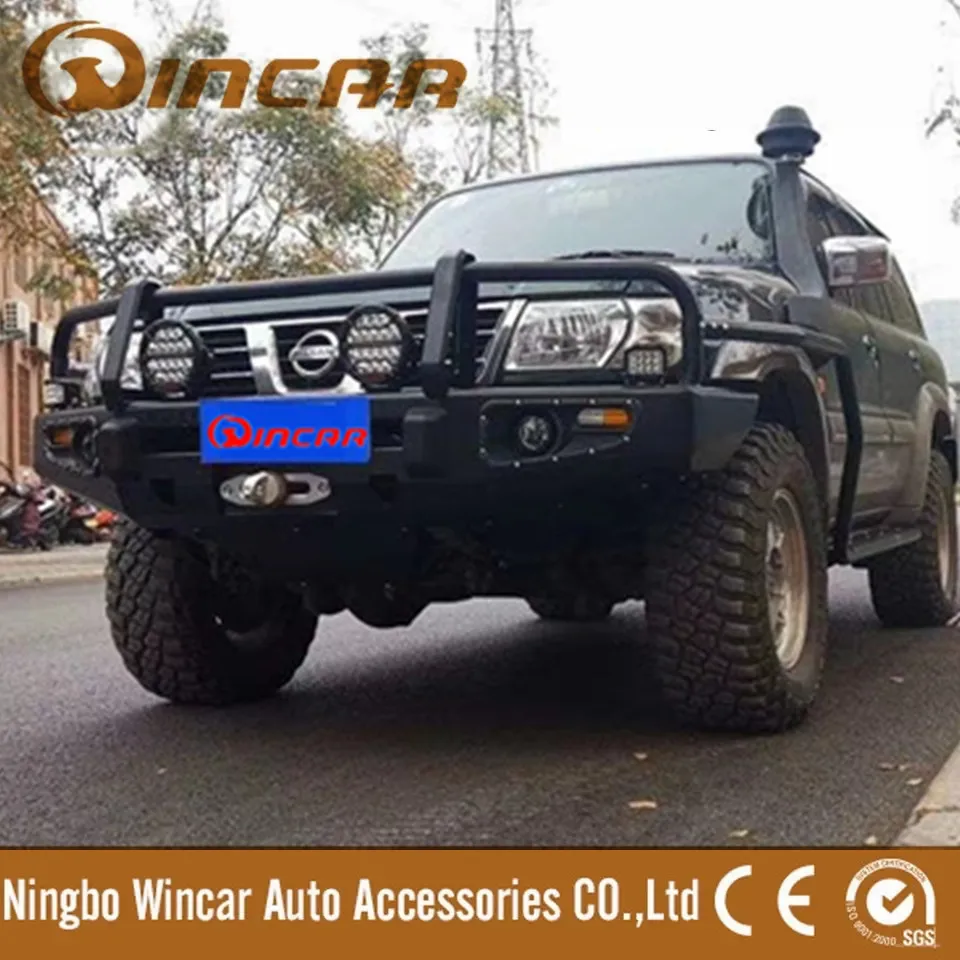 Auto Accessories Heavy Duty Powder Coated Black Steel Bullbar Front Bumper For Patrol Y61 Y62 Y63