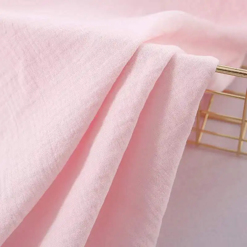 High Quality Soft Double Crepe gauze printed solid color Texture Cotton seersucker Fabric, Make Shirt, Underwear Cloth