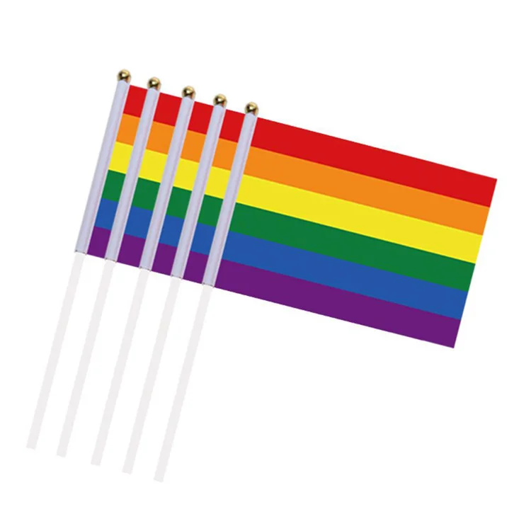 Rainbow Hand Flag LGBT Gay Pride  Polyester Printed Bisexual Tansgender Pansexual Flags And Banners With Flag Poles