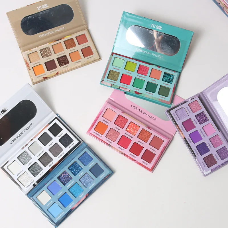 10 colours Cosmetic Makeup Eyeshadow Metallic Shimmer Eye Shadow Palette SFR Color Wholesale