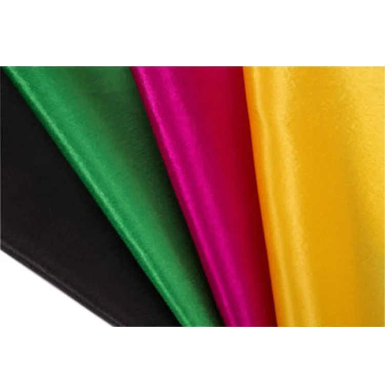 Wholesale solid color medium weight polyester satin fabric textile 100% polyester satin