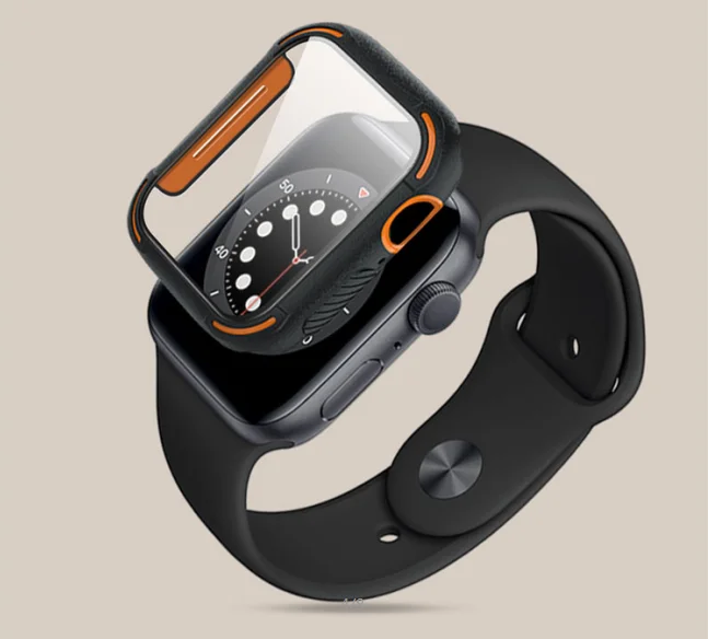 Material PC+TPU+tempered Glass Apple watch case 6-layers strengthened protection against sudden hit