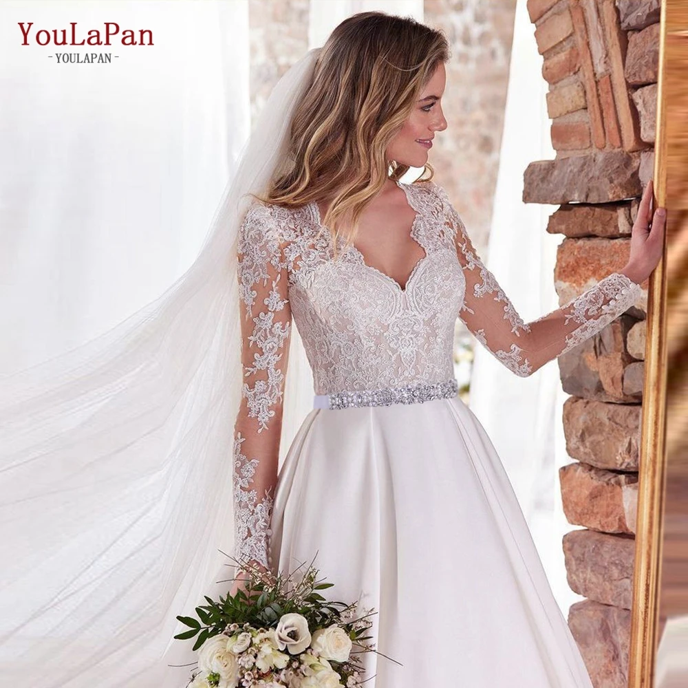 YouLaPan S48 New Sparkling Rhinestone Pearls Sash, Plus Size Party Dress Belt In Optional Colors, Bridal Wedding Dress Girdle