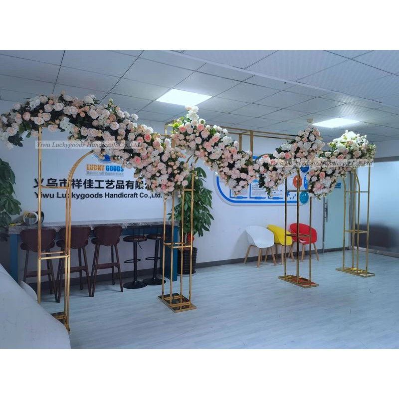 LFB1778 новейший дизайн, нержавеющая сталь, рамка, Шампанская Роза, свадебная Цветочная арка для свадебного фона, украшение