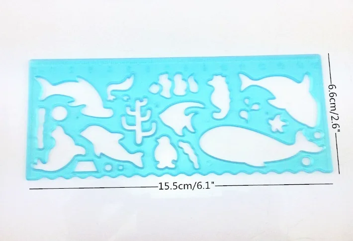 Children Diy Colorful Plastic Animal Drawing Stencils Scale Template Ruler Sets