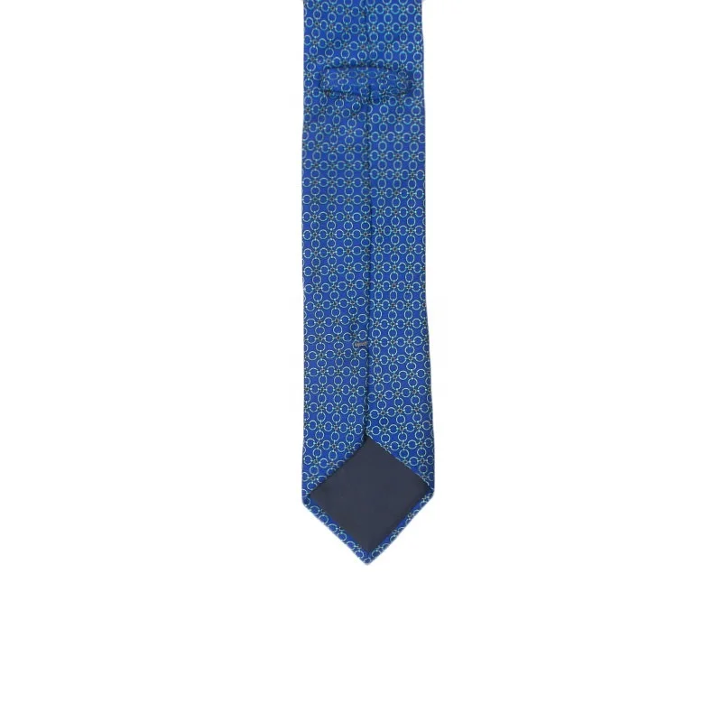 
Handsome Pattern Circle Chains Design Classic Blue Background 100% Silk Tie Man Custom Printed Neck Tie 