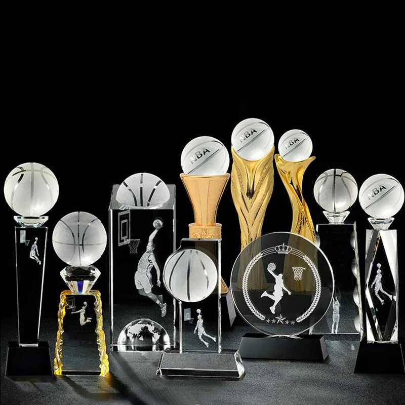 Honor Of Crystal 3d Laser Engraved Football Trophy Soccer Crystal Ball Trophy Award For League Matches