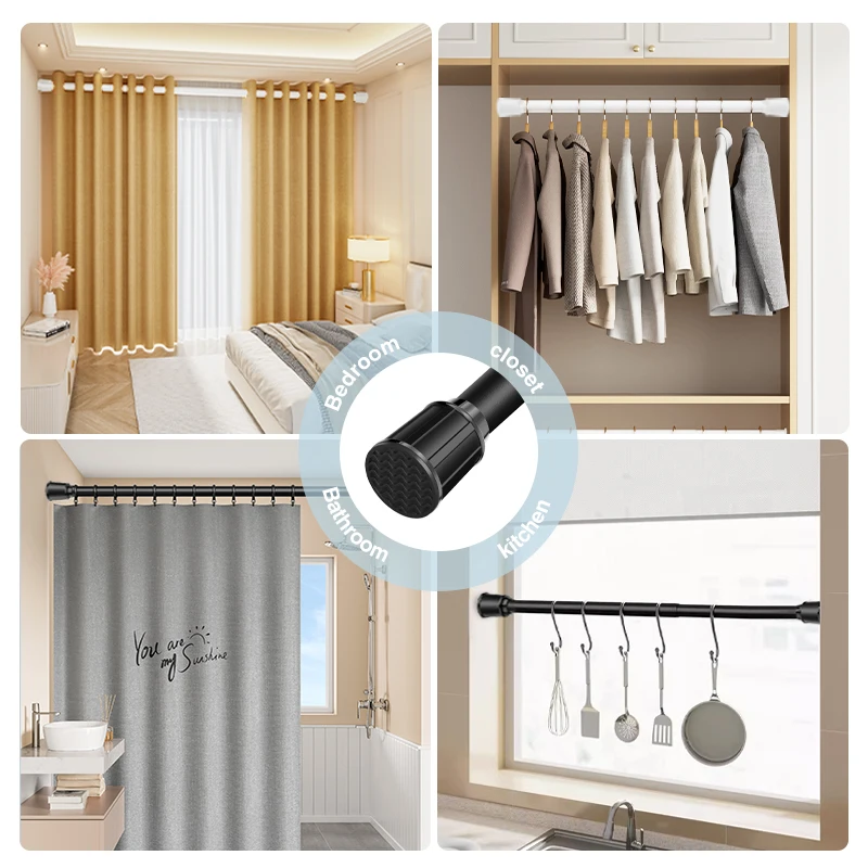 ARODDY Cheap 1.6-2.5m Smart Roman Adjustable Extendable Curtain Rods and Rails for Windows Metal Curtain Poles Tension