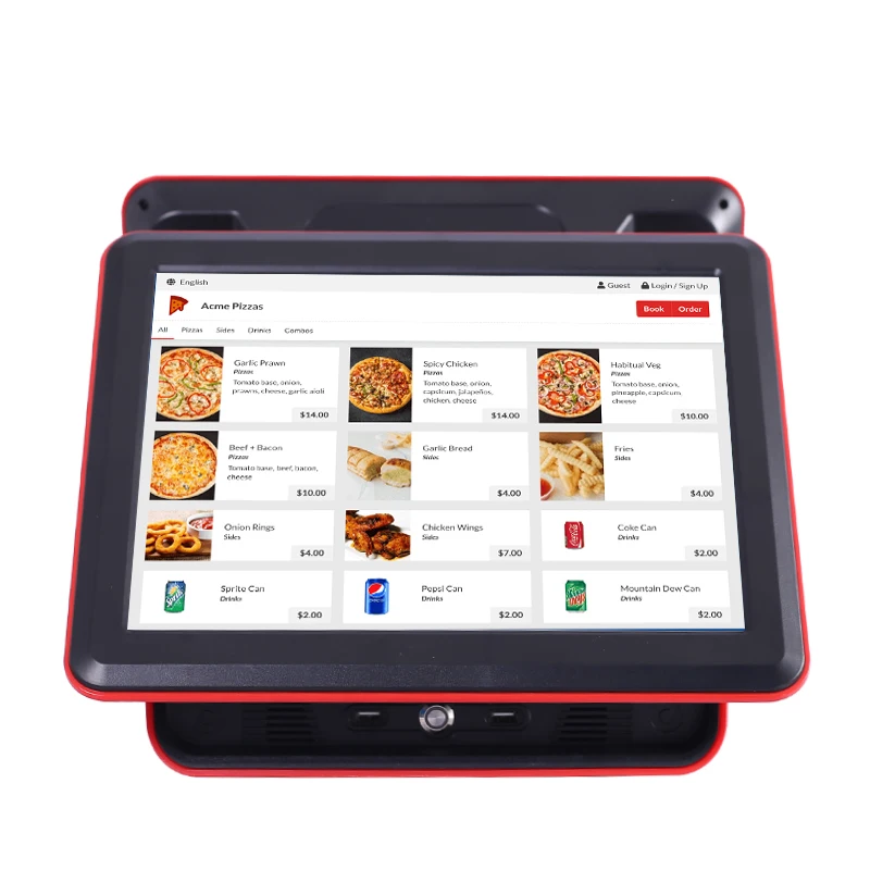 Supermarket 15 Inch Dual Screen Touch Screen Restaurant Pos System All in One PC With Cash Register