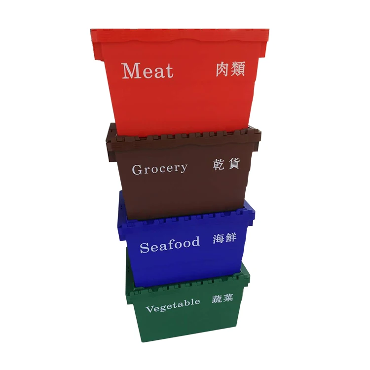 Blue 53L Plastic Tote Box Waterproof Stackable Box Food Seafood Meat Storage Container