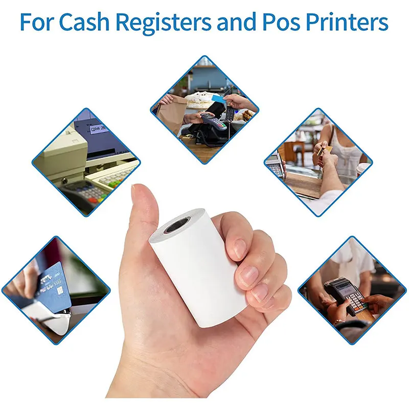Low Price 80*80mm 49M Cash 70Gsm Register Till Receipt Tape Printing Papel Termico Pos Terminal Blank Thermal Paper Rolls