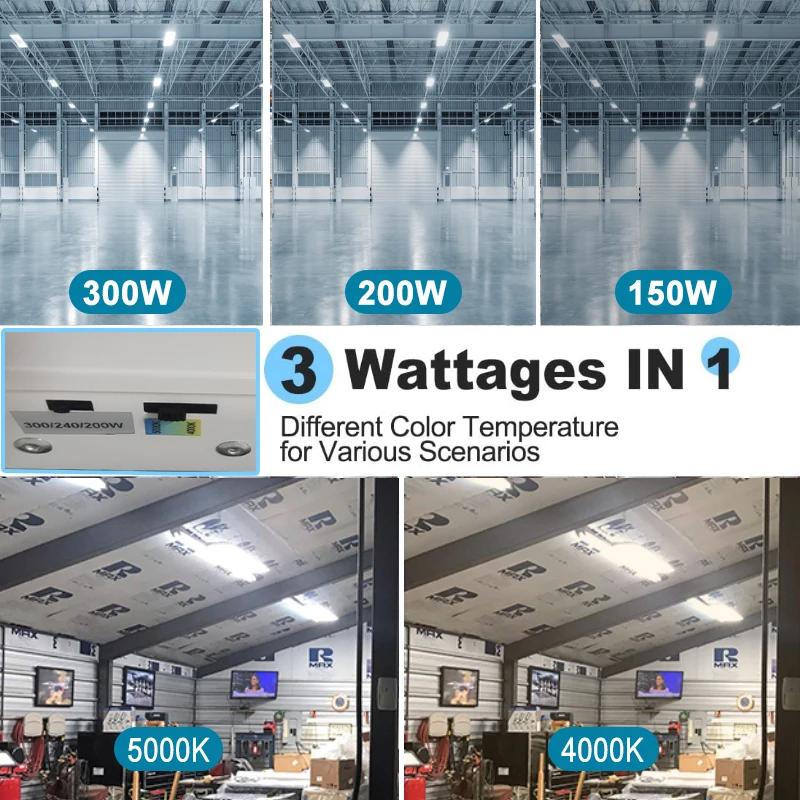 300W 240W 200W  Adjustable  Wattage Square Linear High Bay Light