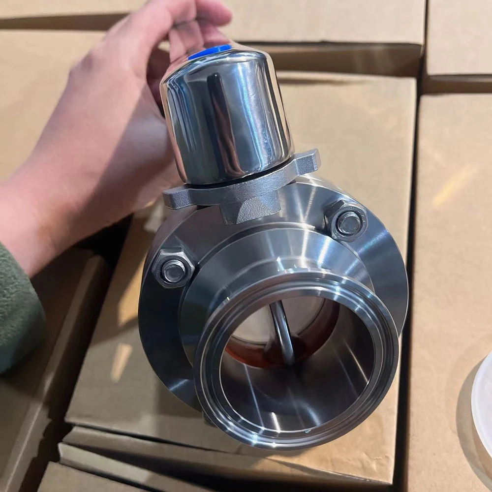 Sanitary tri clamp butterfly valve with trigger handle 1 inch 1.5 inch 2 inch