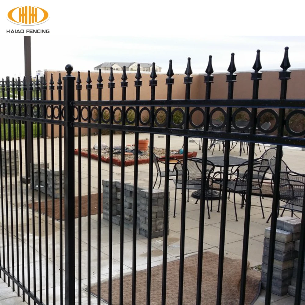 Black Outdoor Simple Rod Iron Fence 6ft X 8ft Design Faux Wrought Iron Fence