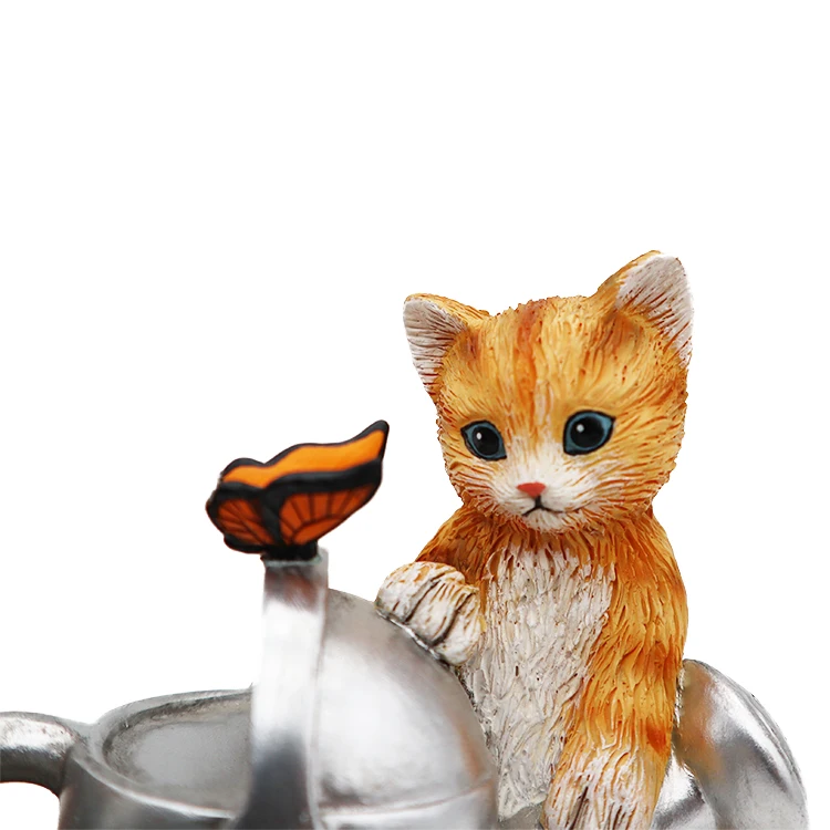 Смола на заказ, две кошки играют за чайник и бабочки, украшение для дома и подарки