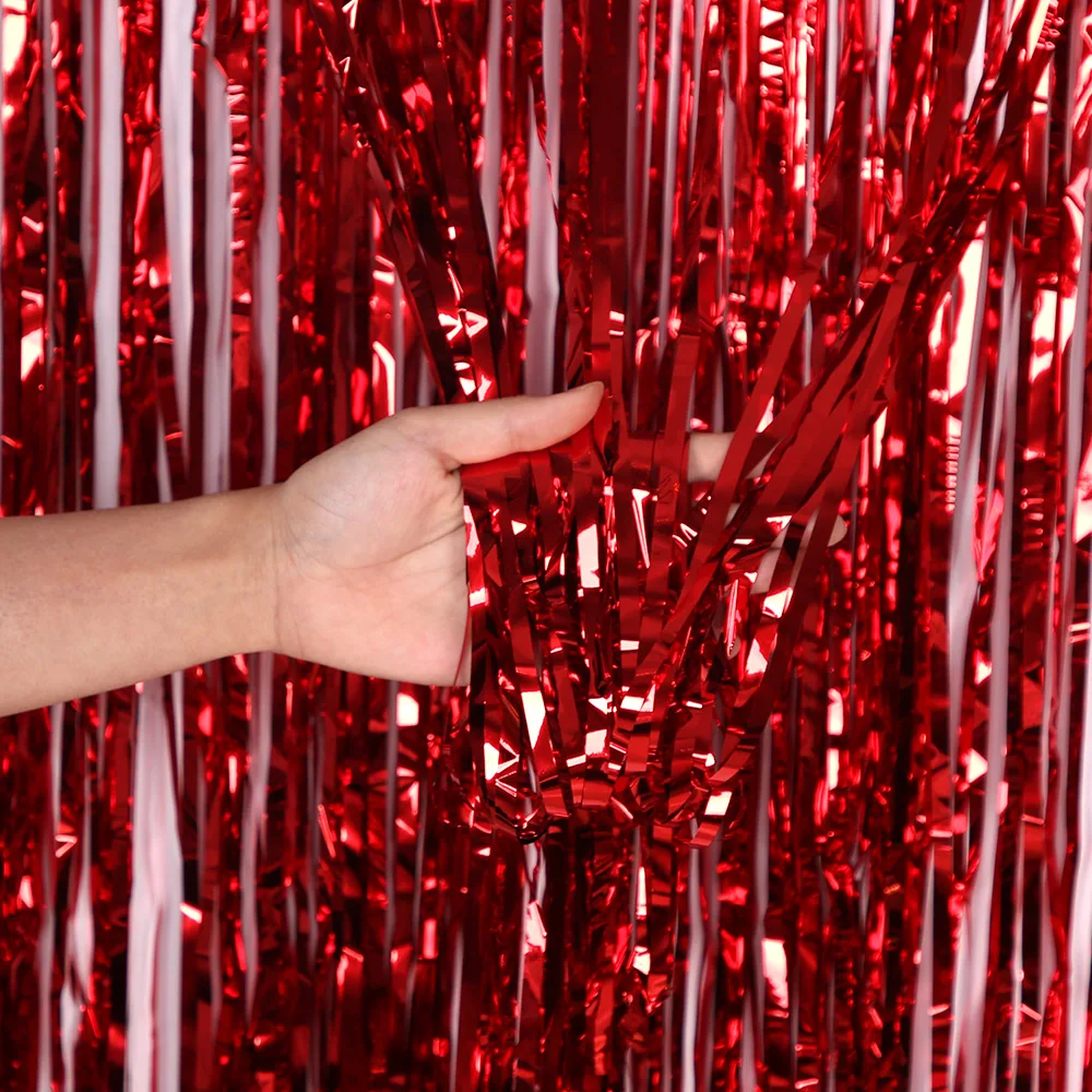Party Decorations Foil Curtain Backdrop Happy Birthday Foil Fringe Curtain for Birthday Party supplies