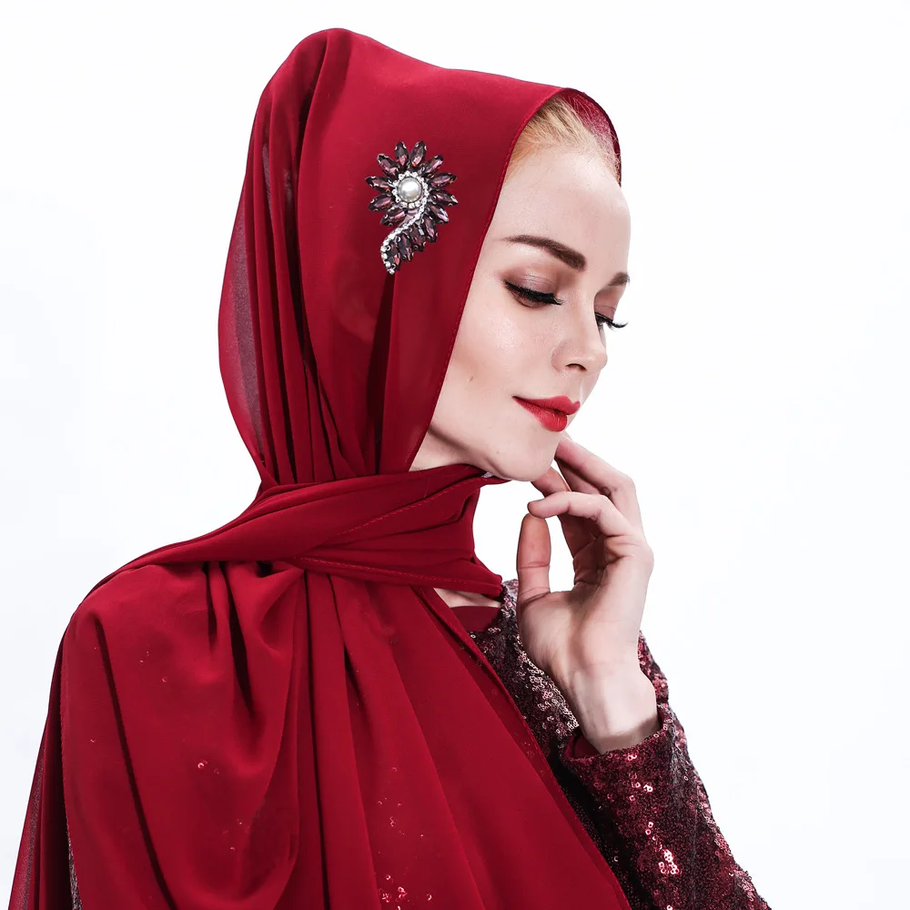 
1470MuslmQLO Chiffon Acrylic Full Diamond Muslim Scarf Female Hijab 2021 abya muslim women Hijab 