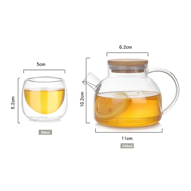 Wholesale Borosilicate 500ml 80ml Cheap Teapot Tea Coffee Sugar Set European Tea Set with filter