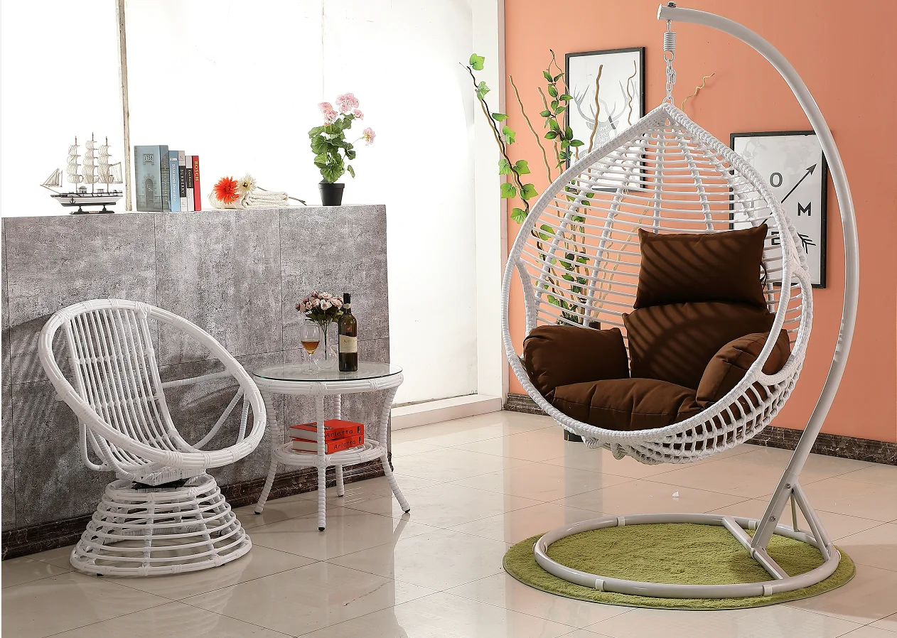 Metal rope swing handing 2 person hammock egg shape shaped chair swing bird egg swing for villa exterior