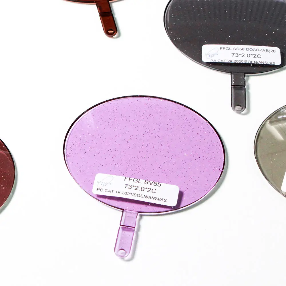 2024 Custom Silver Glitter Pink Coating Lenses Circle Lens Fashion Sunglasses Lens