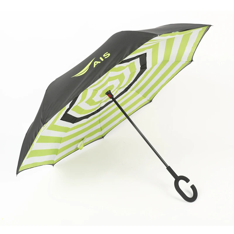 Оправа из стекловолокна недорогая оптовая продажа обратимая инверсия индивидуальный логотип обратный перевернутый зонт Обратимый