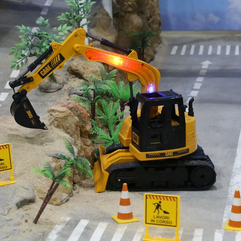 2.4G Hz 8CH Gesture Remote Control Crawler Alloy Excavator 1:45 Rc Construction Toy Trucks Excavator With LED Colorful Light
