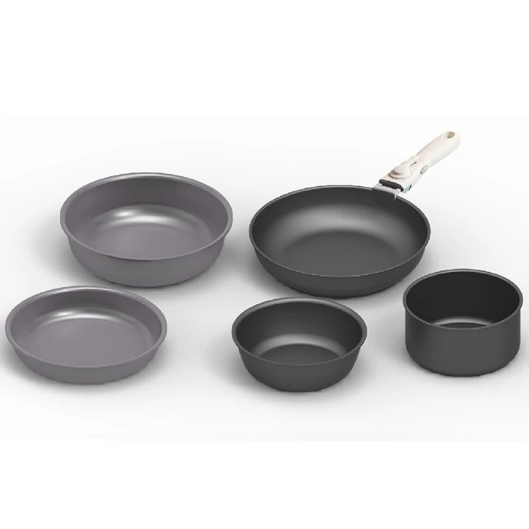 Wholesale china cookware manufacturer coated aluminum ceramic non stick kitchen cook pan cookware set with detachable handle