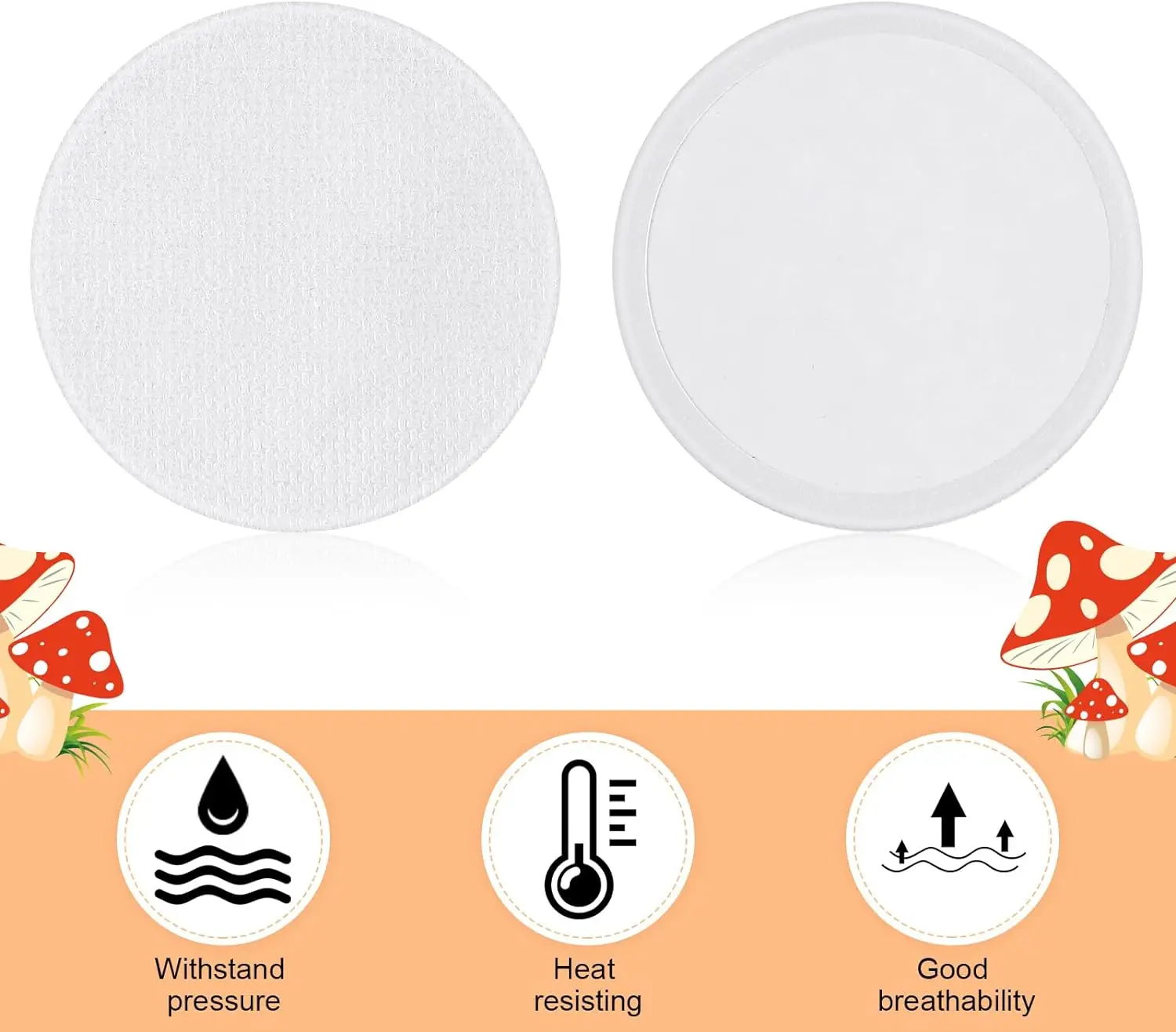 Synthetic Filter Paper Sticker PTFE Filter Disc Strong Adhesive Patch for Regular Mouth Mason Jar Lid Mushroom Cultivation