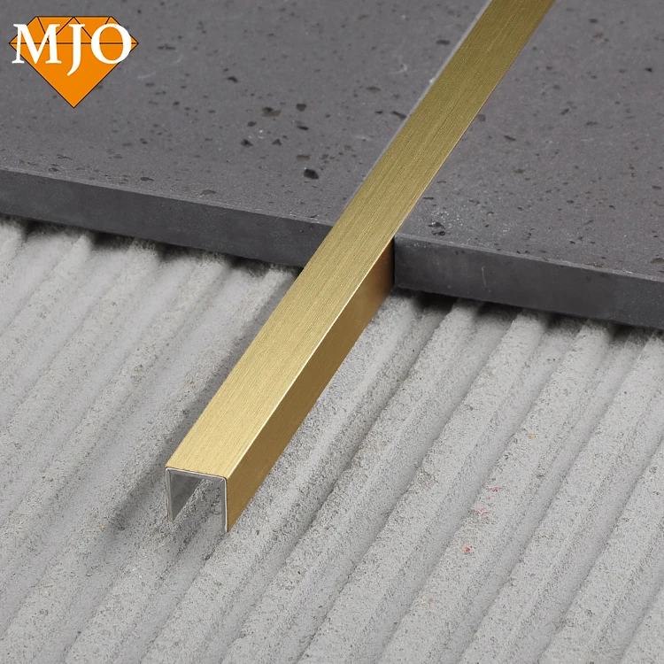 Foshan Factory MJO Brass Tile Trim Copper Tile Trim For Building Wall Decoration U Shape New Style Stainless Steel Tile Trim
