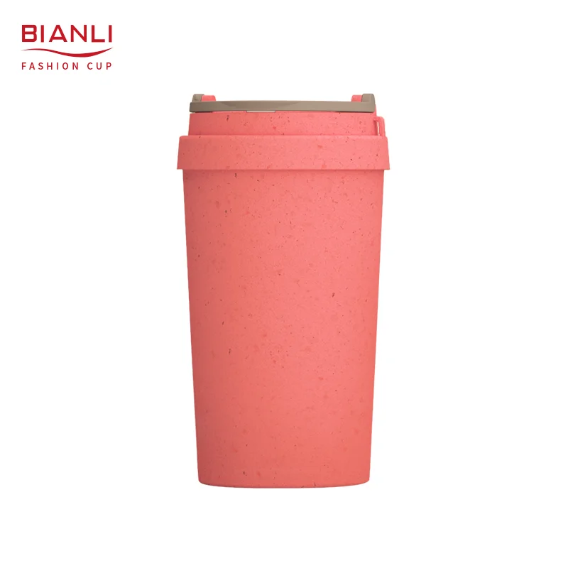 High Quality 380ml Custom Wheat Straw Material Portable Reusable Nordic Cup Double Walled Coffee Mug