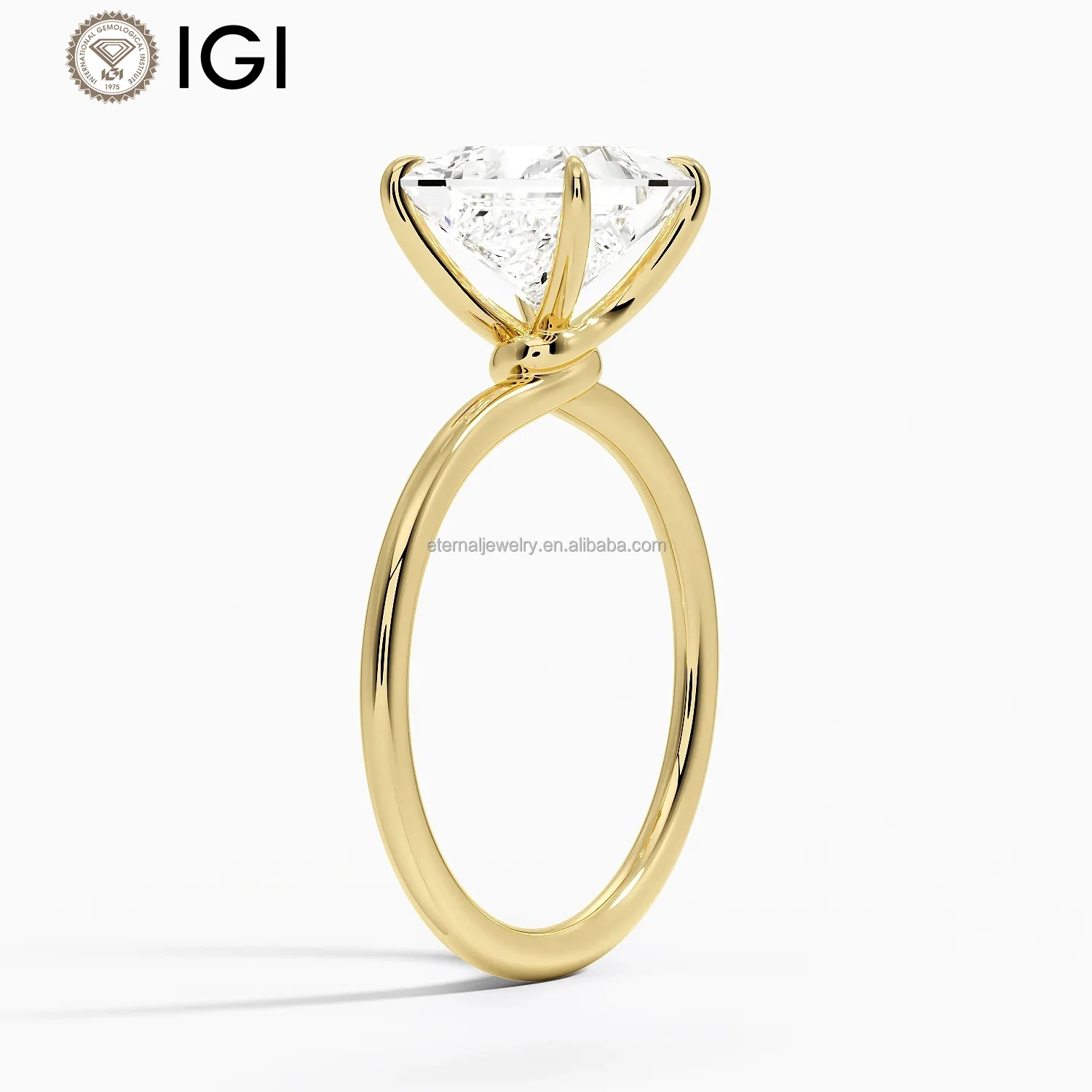 Entwined Solitaire VVS/VS IGI Laboratory Grown Diamond 9K 10K 14K 18K Solid Gold 1ct 1.5ct 2ct simple solitaire engagement ring