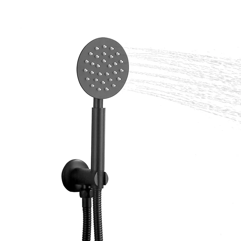 black color brass in-wall bathroom hidden concealed rainfall round bathroom shower set