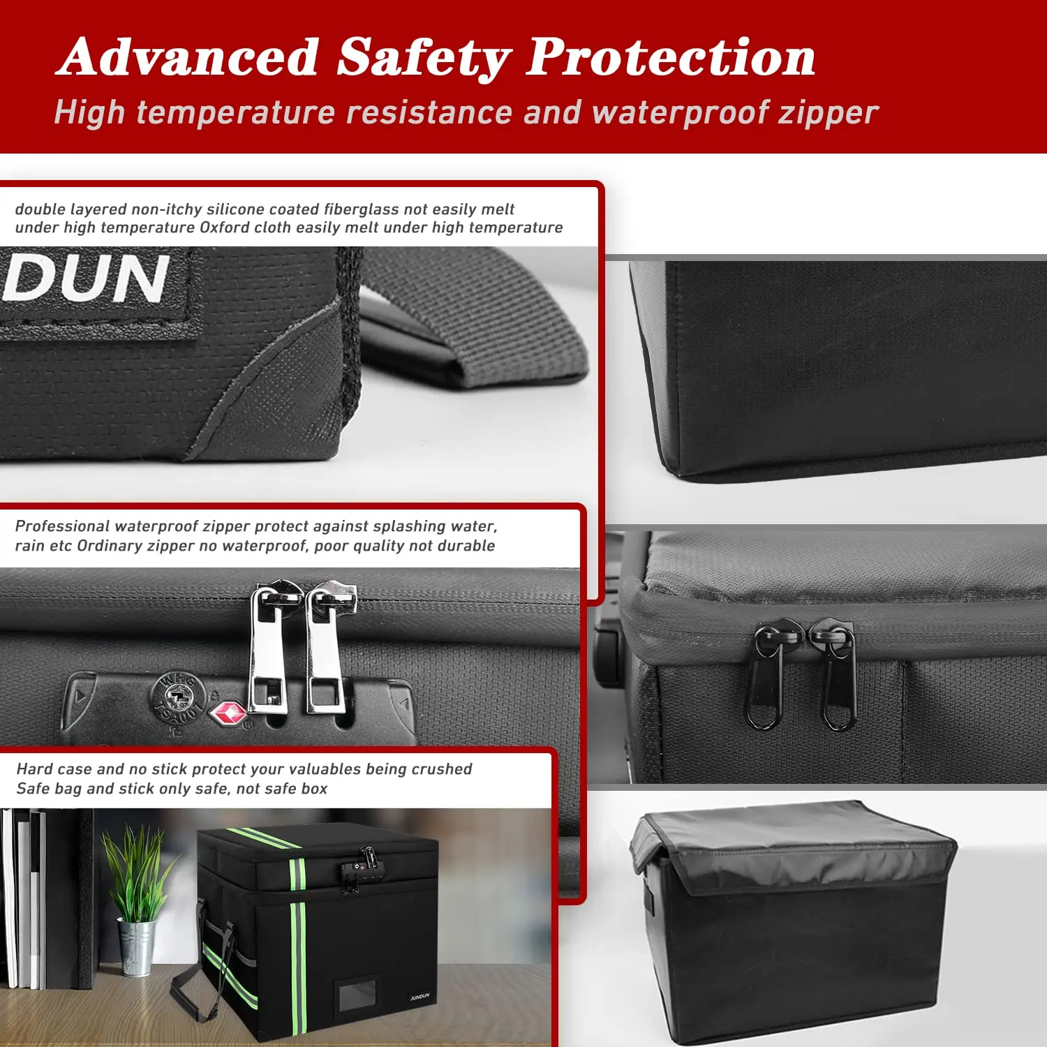 Fireproof Document Box with Lock, 2 Layer Hanging Fireproof File Box, Portable Important Document Organizer for Legal Size