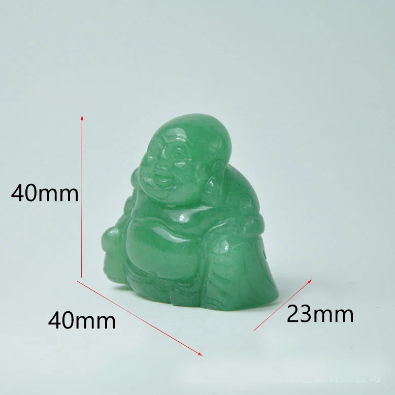 Green Aventurine Happy Jade Buddha Crystal Figurine Carved Statue Pocket Stone Home Decoration 1.5 inch