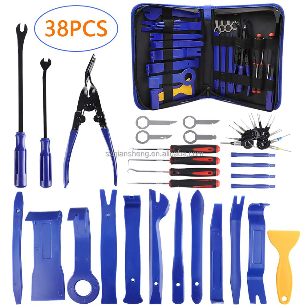 38pcs Car Dashboard Removal Set Auto Panel Audio Radio Removal Installer Repair Pry Tools Kit Fastener Removal